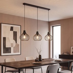 Candeeiro de suspensão moderno preto 3 luzes - Saffira
