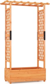 Floreira Jardim elevada de madeira com treliça em arco Floreira suspensa no teto Furo de drenagem 110 x 182 cm Laranja