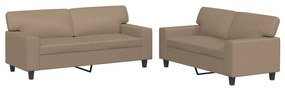 2 pcs conjunto de sofás couro artificial cor cappuccino