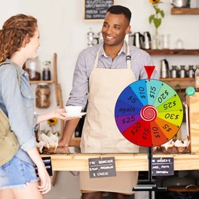 Roleta da sorte de 40 cm com suporte de tripé dobrável Roda giratória ajustável em altura com marcador colorido e tabuleiro e apagador