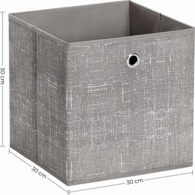 Conjunto de 6 caixas de arrumação 30 x 30 x 30 cm em tons de cinzento