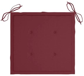 3 pcs conj. jantar dobrável exterior c/ almofadão teca maciça