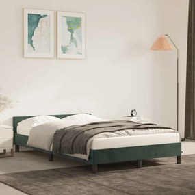 Estrutura de cama sem colchão 120x200 cm veludo verde-escuro
