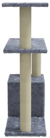 Árvore p/ gatos c/ postes arranhadores sisal 70 cm cinza-claro