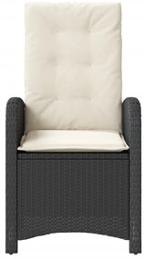 Cadeiras de jardim reclináveis c/ almofadões 2pcs vime PE preto
