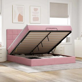 moldura de cama otomana vidaXL com colchão rosa 200x200cm Veludo