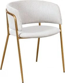 Cadeira De Jantar Estofada Com Braços Nalon Dourado & Bombazina Beige Creme & Bombazina - Sklum