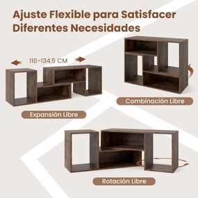 Móvel de TV de 2 peças Centro de entretenimento minimalista para TV de 50/55/60 polegadas com combinação livre castanho