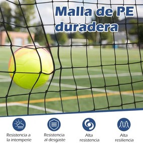 Rede de futebol para treino com Saco de transporte 6 estacas de solo Instalação fácil para jardim 372,5x182,5cm Preta