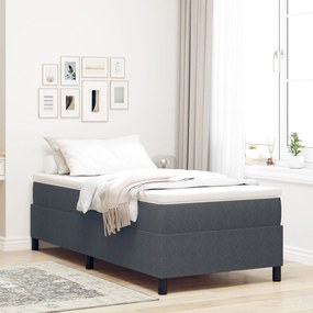 Cama Box Spring com Colchão Cinza Escuro Individual Tecido de Veludo C
