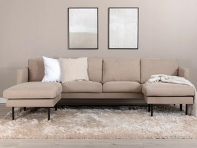 Sofá de canto Fercame 102, Castanho, Preto, 262x164x80cm, 63 kg, Pernas: Metal