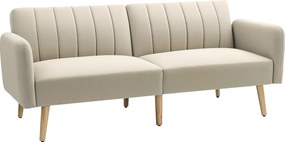 HOMCOM Sofá-cama de 2 Lugares em Linho Sintético com Encosto Ajustável e Braços Desmontáveis 173x75x73 cm Bege | Aosom Portugal