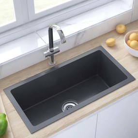 51505 vidaXL Lava-louça de cozinha artesanal aço inoxidável preto