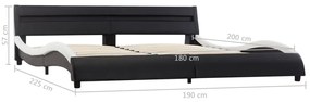 Estrutura cama c/ LEDs 180x200cm couro artificial preto/branco