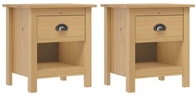 vidaXL Mesas de cabeceira Hill 2 pcs 46x35x49,5 cm pinho maciço