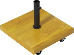 Base para guarda-sol 45 C x 45 L x 36,5 A cm base de lastro com peso líquido de 25 kg em metal e 4 rodas preto e efeito madeira