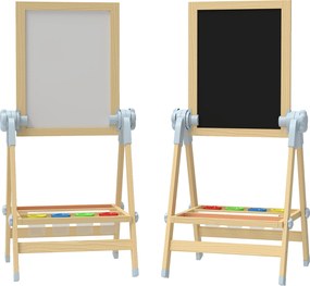 AIYAPLAY Cavalete Infantil com Altura e Ângulo Ajustáveis Dupla Face Quadro Branco Magnético e de Giz  48,5x46,5x70-97 cm Madeira | Aosom Portugal