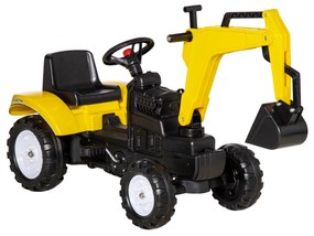 HOMCOM Trator a Pedais para Crianças Escavadora para Crianças com Pá Dianteira e Buzina Trator Infantil 107x42x71 cm Amarelo