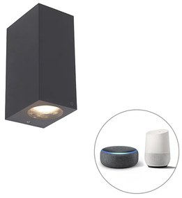 LED Candeeiro de parede inteligente cinzento em plástico Incl. 2 Wifi GU10 - Baleno Moderno
