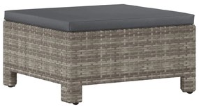 6 pcs conjunto lounge de jardim c/ almofadões vime PE cinzento