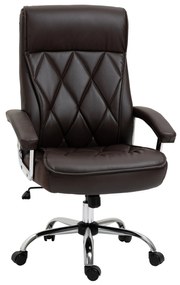 Vinsetto Cadeira de Escritório Ergonômica Cadeira de Escritório Giratória e Basculante com Altura Ajustável Encosto Alto e Apoio para a cabeça Acolchoado Pele Sintética 66x69x113-121cm Marrom