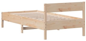 Cama sem colchão 75x190 cm madeira de pinho maciça