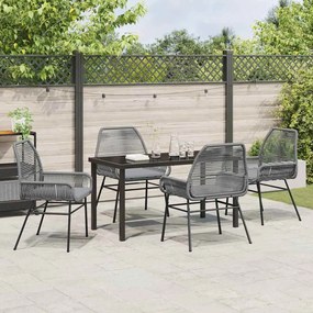 Conjunto de Jantar de Jardim 5 Peças com Almofadas em Rattan Sintético
