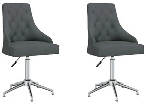 vidaXL Cadeiras de jantar giratórias 2 pcs tecido cinzento-escuro
