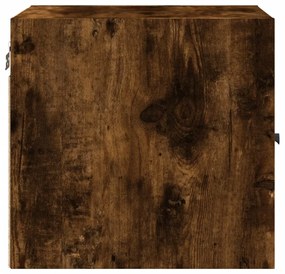 Mesa cabeceira c/ portas vidro 2 pcs 35x37x35cm carvalho fumado