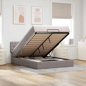 Cama otomana com colchão 140x200 cm tecido cinza