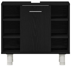 Armário de Banheiro vidaXL Preto Carvalho 60x32x54 cm Madeira Engenhar
