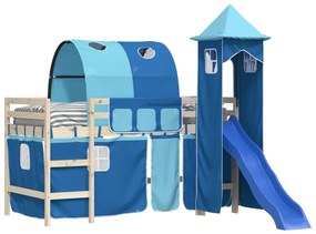 Cortinas para cama elevada com túnel e torre azul