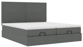 Estrutura de cama otomana com colchões tecido cinzento escuro