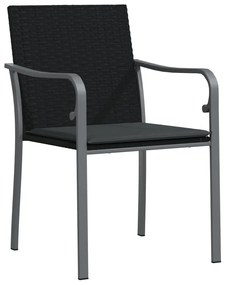 5 pcs conjunto de jantar p/ jardim c/ almofadões vime PE e aço