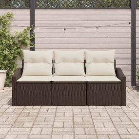 Conjunto de Jantar pra Jardim 3 Peças com Almofadas Castanhas em Ratta