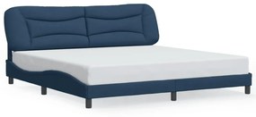 Estrutura de cama com cabeceira 200x200 cm tecido azul