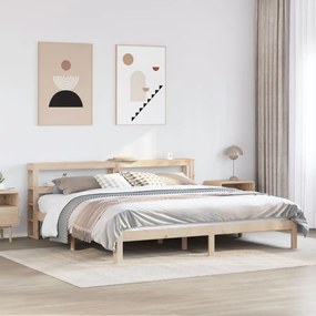 vidaXL Estrutura de cama com cabeceira 180x200 cm pinho maciço