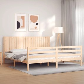 vidaXL Estrutura de cama com cabeceira 200x200 cm madeira maciça