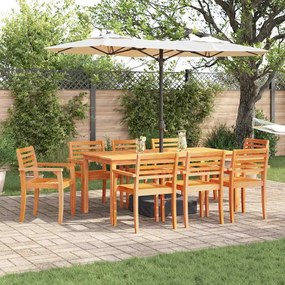 vidaXL Conjunto de Jantar de Jardim com 9 Peças - Feito de Madeira Maciça de Acácia