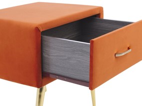 Mesa de cabeceira com 1 gaveta em veludo laranja FLAYAT Beliani