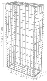 Muro gabião com tampas aço galvanizado 50x20x100 cm