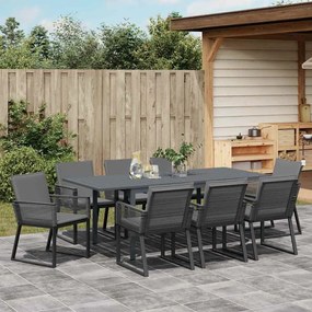 Conjunto de Jantar de Jardim Manual 9 pcs Preto Largo Metal