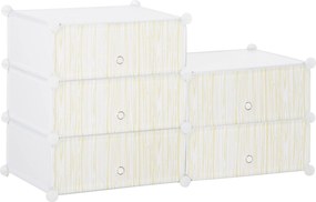 Armário modular para sapatos, móvel de arrumação com 6 cubos empilháveis em plástico, 49 x 36,5 x 108 cm, branco