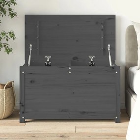 vidaXL Caixa de arrumação 80x40x45,5 cm madeira de pinho maciça cinza