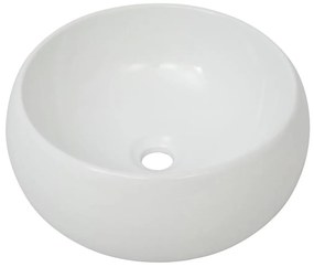 Lavatório com torneira misturadora cerâmica redondo branco