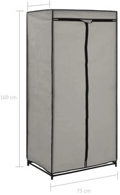 Roupeiro 75x50x160 cm cinzento