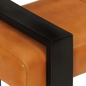Banco 110 cm couro de cabra genuíno preto e castanho