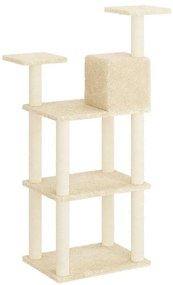 Árvore para gatos c/ postes arranhadores sisal 118,5 cm creme