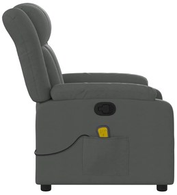 Poltrona de massagens reclinável tecido cinzento-escuro