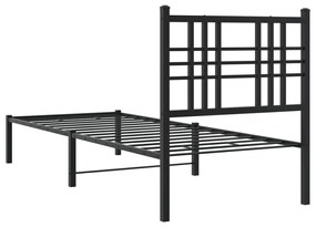 Estrutura de cama metal s/ colchão c/ cabeceira 75x190 cm preto